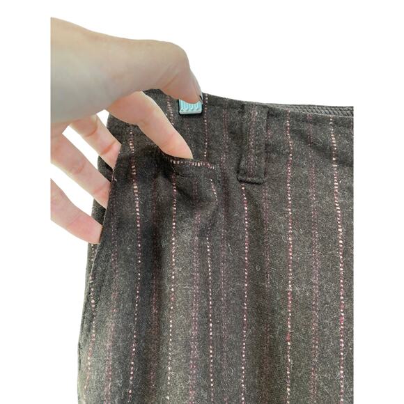 Eddie Bauer Recycled Wool Trousers Womens Sz 10 P Wide Leg Cuffed Pink Pinstripe - Picture 3 of 11